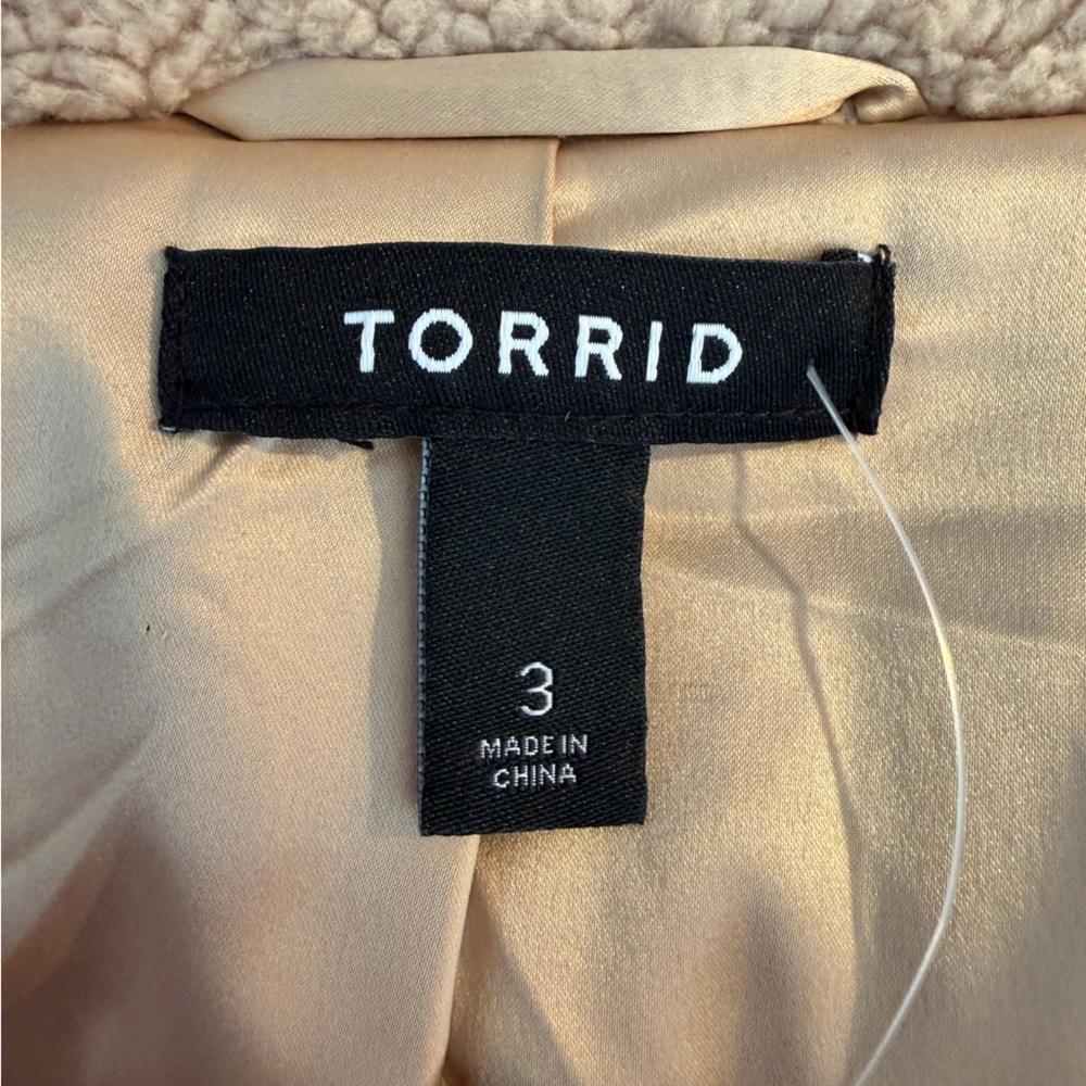 NWT Torrid Tan Long Sherpa Coat - Torrid Size 3 (22-24 or 3X) - Picture 13 of 16